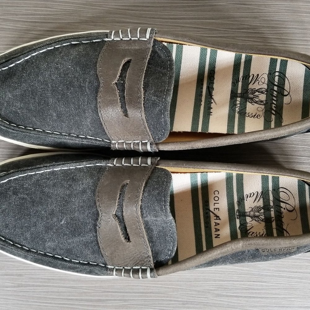 Cole Haan Pinch Weekender Loafers, Gray & Brown Canvas & Leather Mens Size 9.5 M - Picture 10 of 12